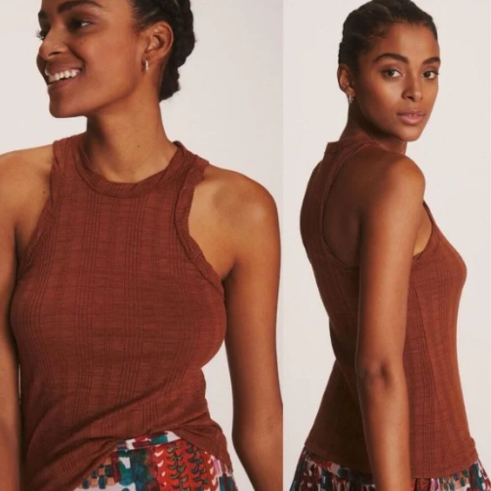 Anthropologie Pilcro Orange Ribbed Modal Sleeveless Tank, 2X